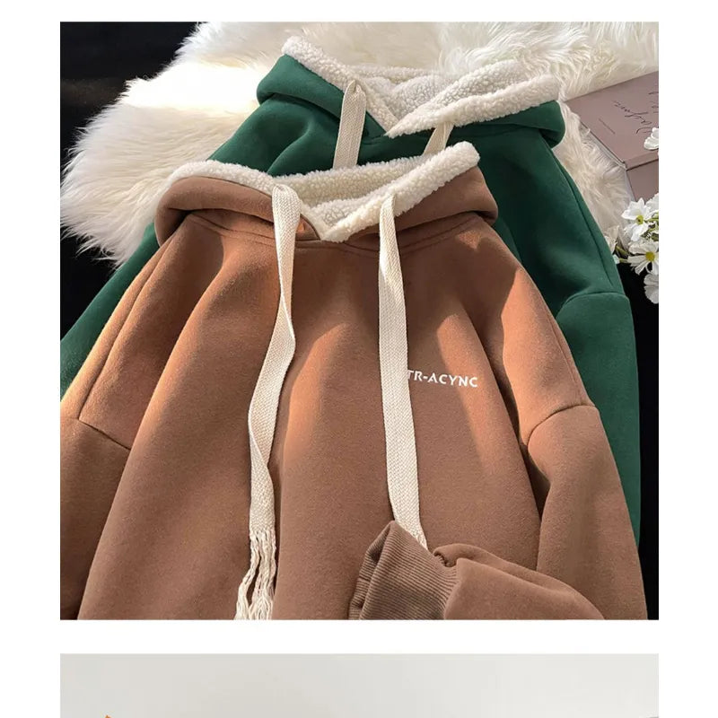 Autumn and winter 2022 new cashmere hooded Hoodies for women thickened fashionable casual loose womens Hoodies coat