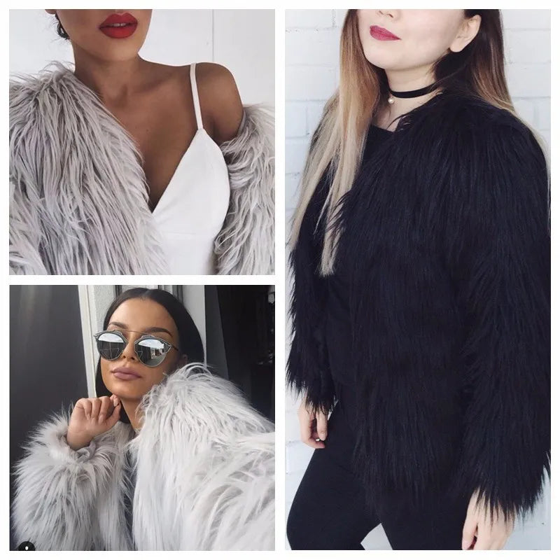 2022 Winter New Faux Fur Coat Women Jacket Female Fuzzy Fur Coat Winter Thick Warm Fluffy Artificial Fur Casual Jacket Outerwear