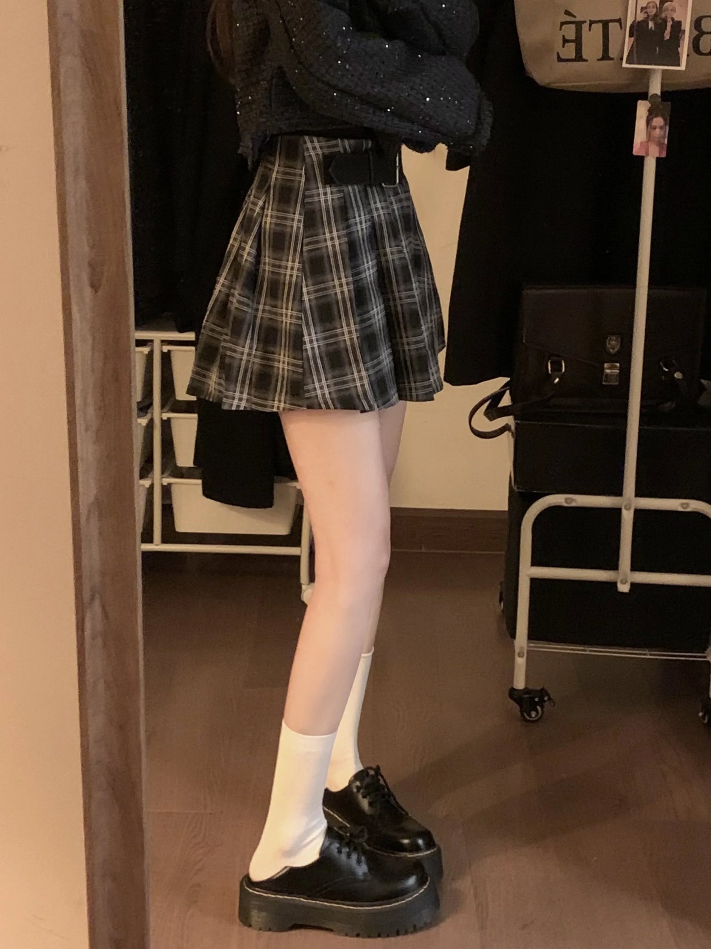 Victoria Dark Academia Plaid Pleated Mini Skirt