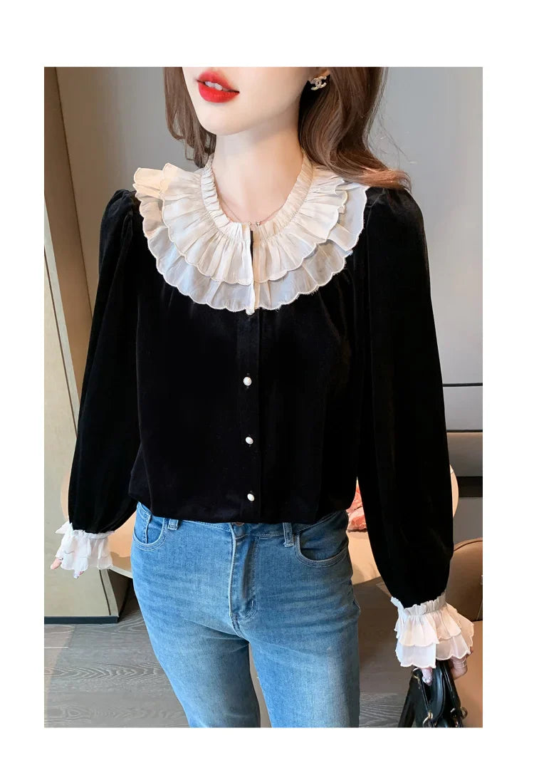 Dark Aesthetic Romantic Goth Velvet Shirt