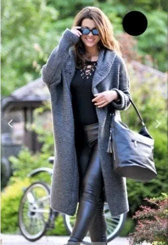 Sweater Cardigan for Women Mid-length Hooded Knitwear Coats Solid Loose Lazy Style Tops Long Sleeve Casual Sweater Autumn Top