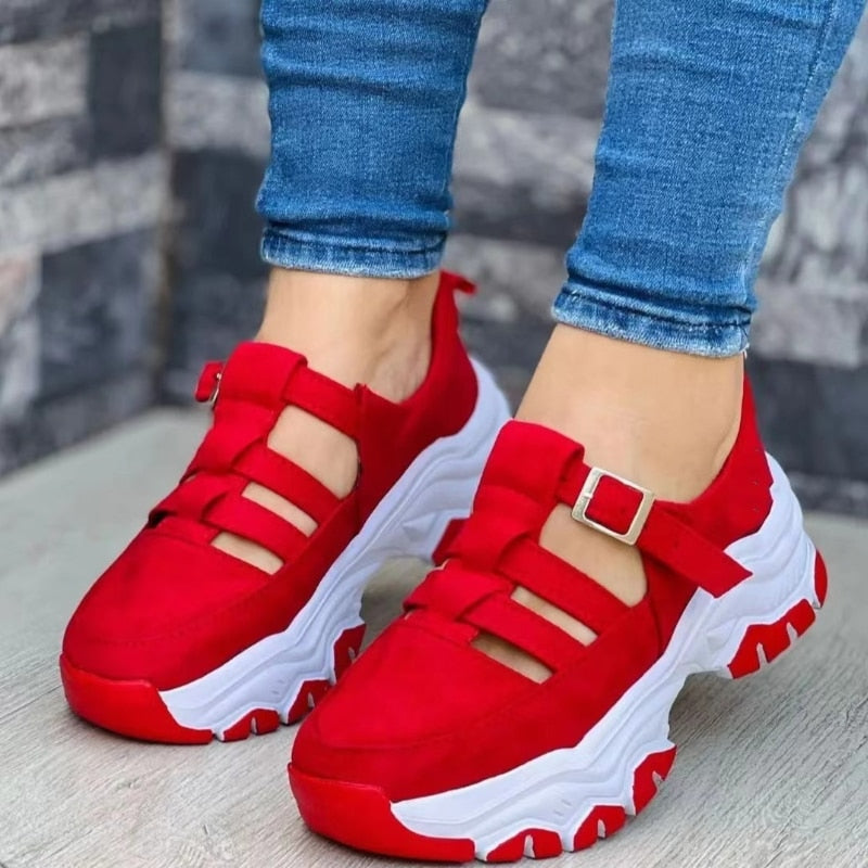 2023 New Thick-soled Women's Sports Shoes Fashion Casual Comfortable Slip-on Flat Shoes Women's Heightening Vulcanized Shoes