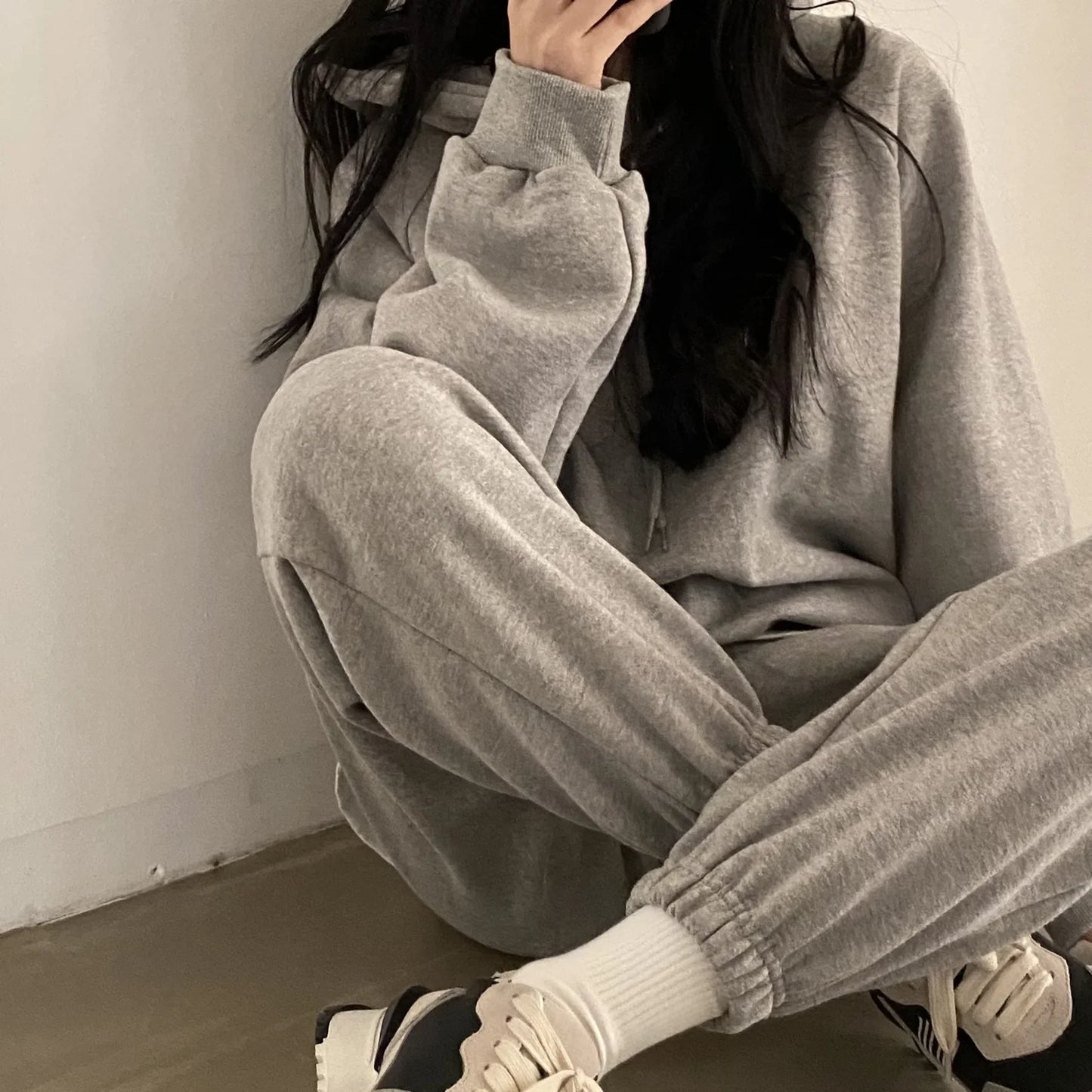 Women Solid Tracksuit Casual Hoodies 2 Piece Suits Sweatshirt Pant Set Lounge Wear Sport Suit 2pcs Autumn Winter Clothes 2023