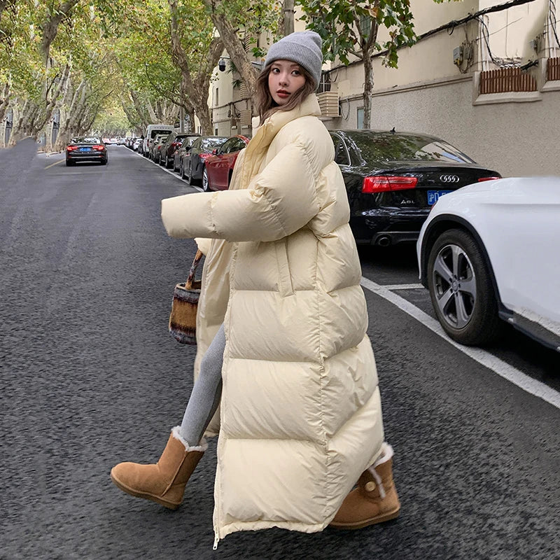 Oversized Long Coat Women Winter Down Cotton Jacket Female Korean Fashion Padded Overcoat Ladies Casual Thick Warm Zipper Coats