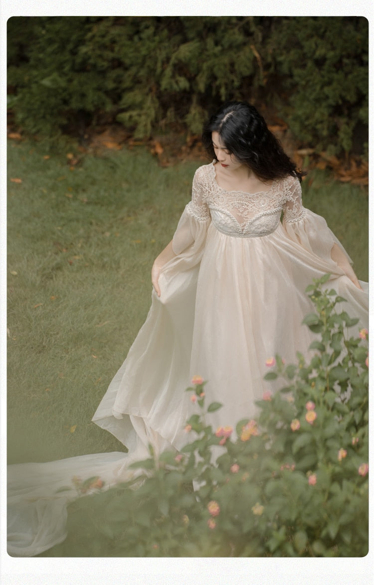 Secret Love Ceremony Romantic Royalcore Long Train Dress