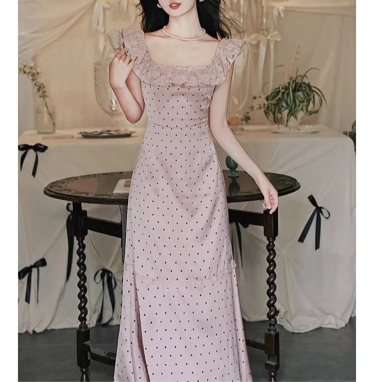 Dusty Pink Polka Dot Dress