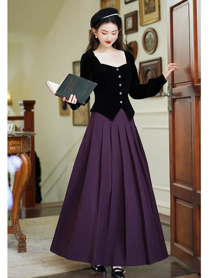 Levia Dark Academia Vintage Dress Set