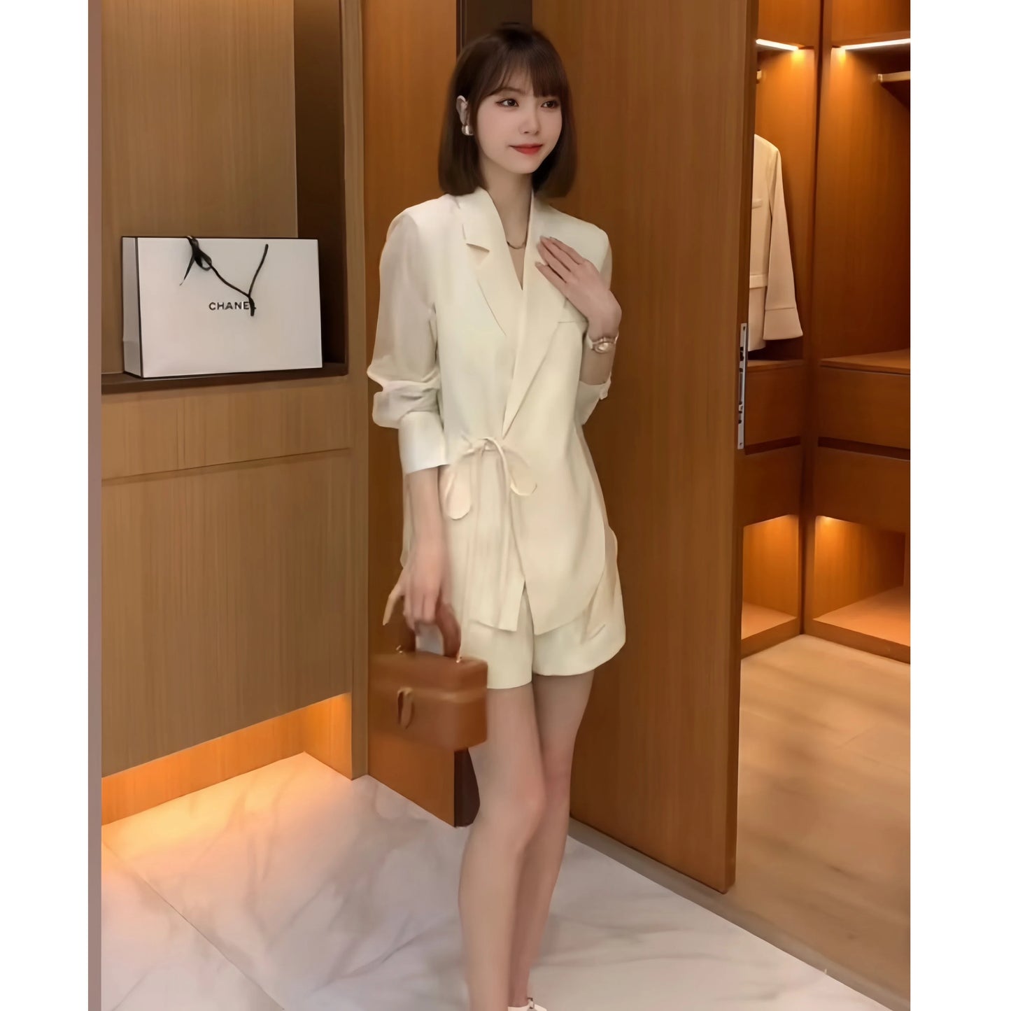 Women's Senior Sense of Casual Temperament Two-piece Set 2023 Summer New Design Splicing Suit Thin Section Suit Women's 2-piece