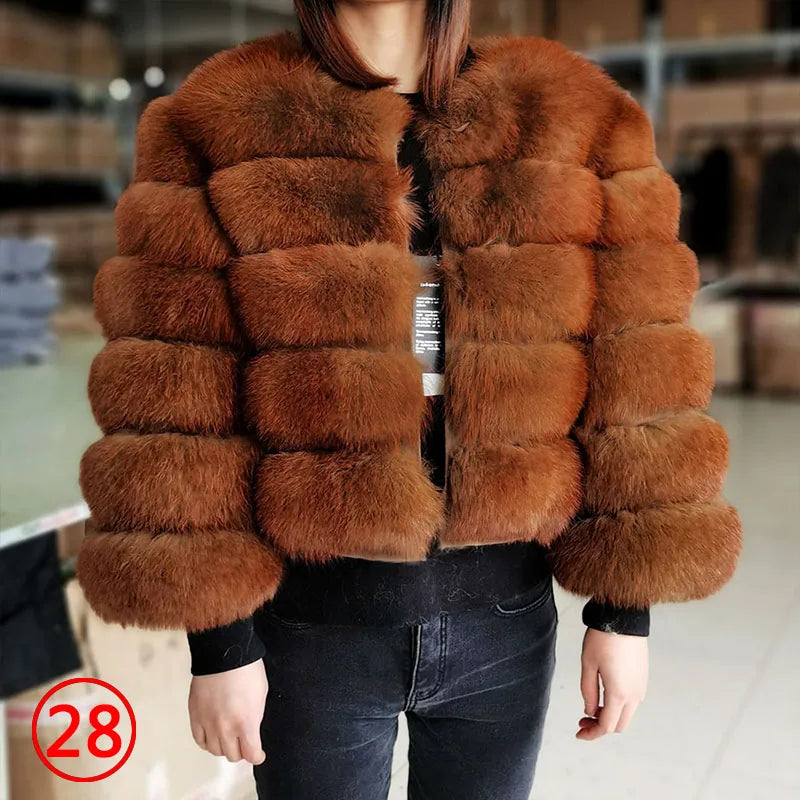 Maomaokong 2023 Natural Real Fox Fur Coat Women Winter Warm Luxury Fur Jacket Detachable Long Sleeves Female Vest Furry Coats