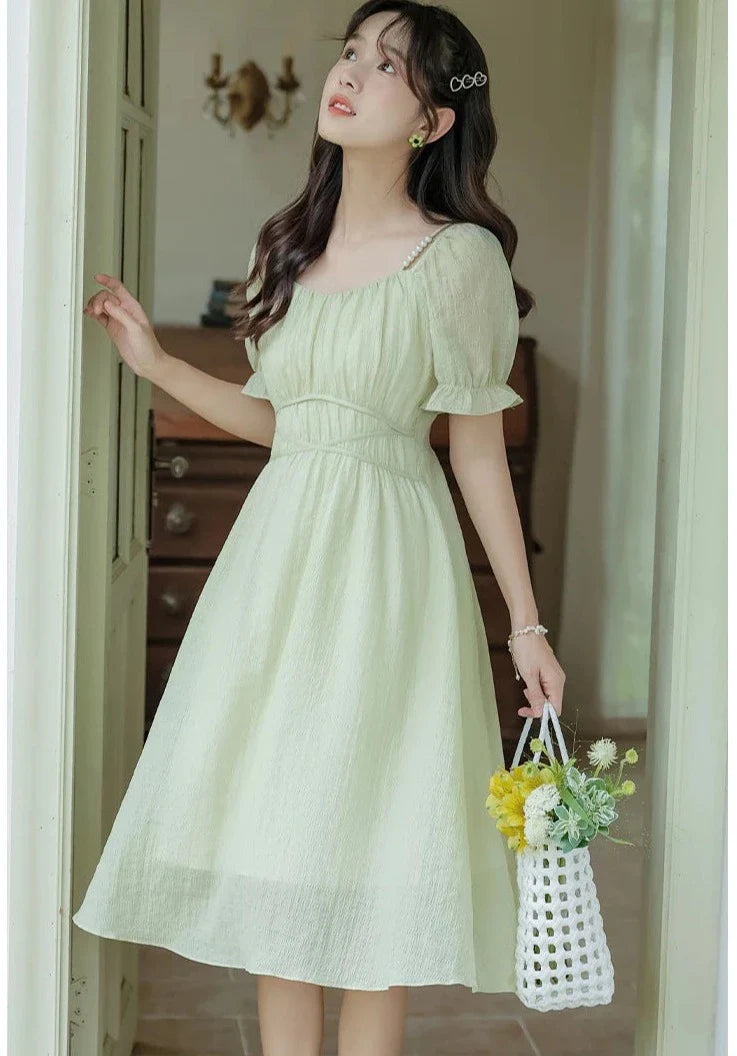 Apple Garden Ethereal Fairy Dress with Pearl Shoulder Straps