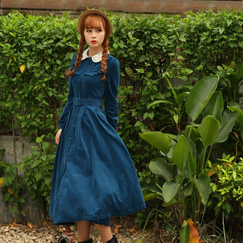 Morena Blues Cottage Witch Corduroy Dress