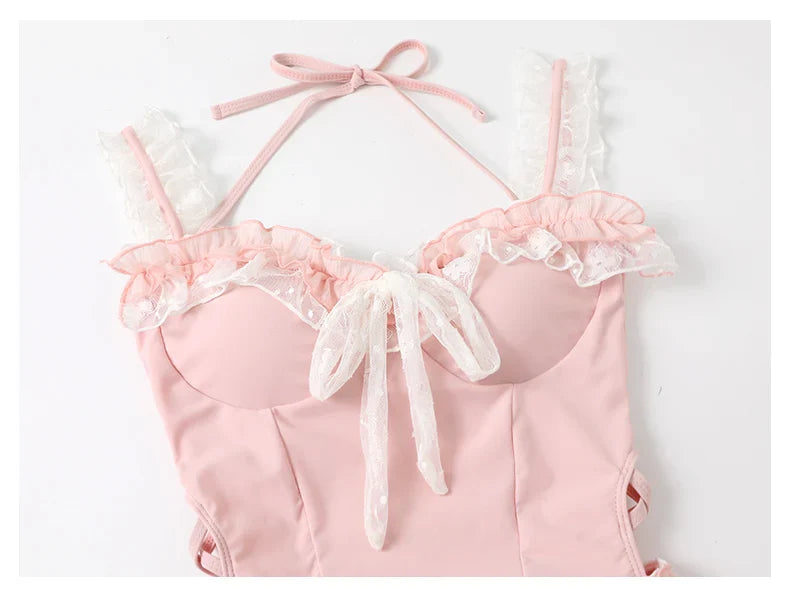 Sweet Cupcake Pastel Pink Coquette Princess One-Piece Swimsuit