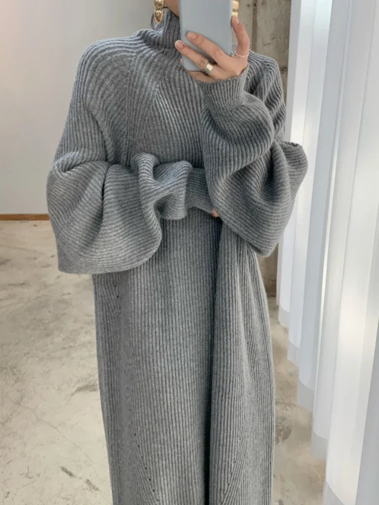 warmmeta New in Women's Winter Sweater Dress Korean Version Pullover Jersey Long Dresses Fashion Streetwear Elegant Women's Clothing