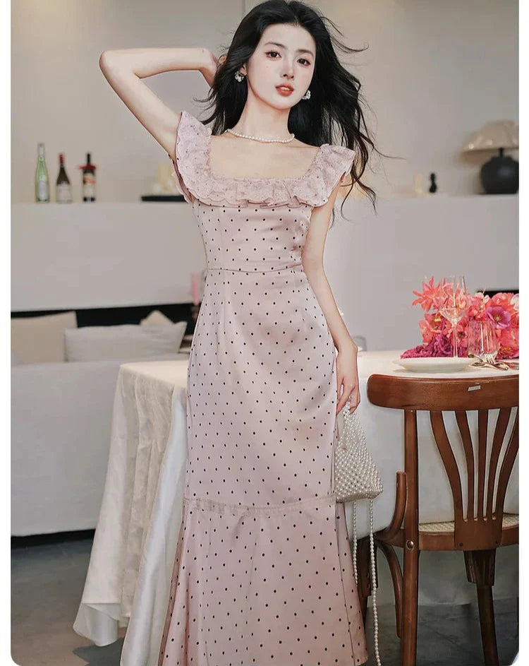 Dusty Pink Polka Dot Dress