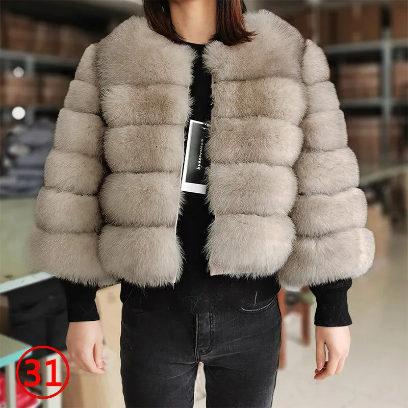 Maomaokong 2023 Natural Real Fox Fur Coat Women Winter Warm Luxury Fur Jacket Detachable Long Sleeves Female Vest Furry Coats