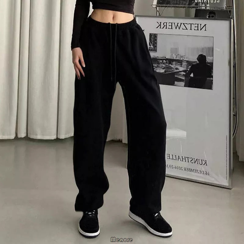 warmmeta Women pants Black Jogging Sweatpants Women for pants Baggy Sports Pants Gray Jogger High Waist Sweat Casual Female Trousers