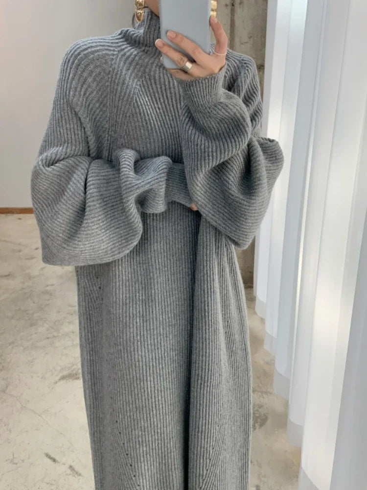 warmmeta New in Women's Winter Sweater Dress Korean Version Pullover Jersey Long Dresses Fashion Streetwear Elegant Women's Clothing