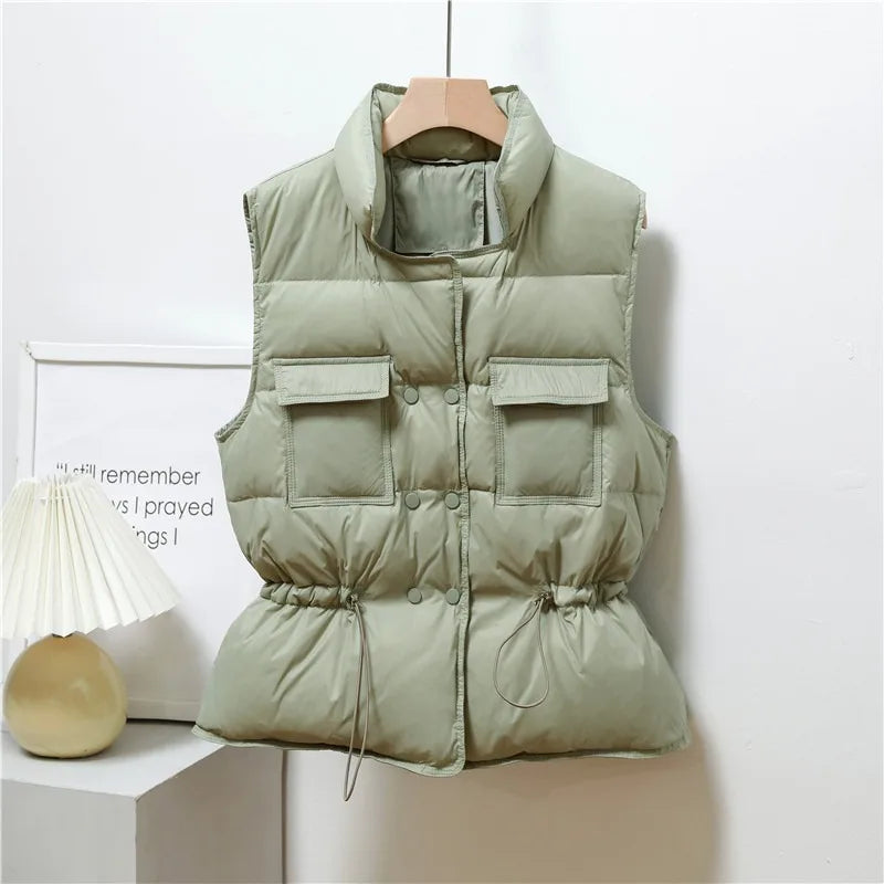 2023 New Light Down Vest Women Short Vest Windproof Lightweight Warm Waistcoat Female White Duck Down jacket Coat Sleeveless