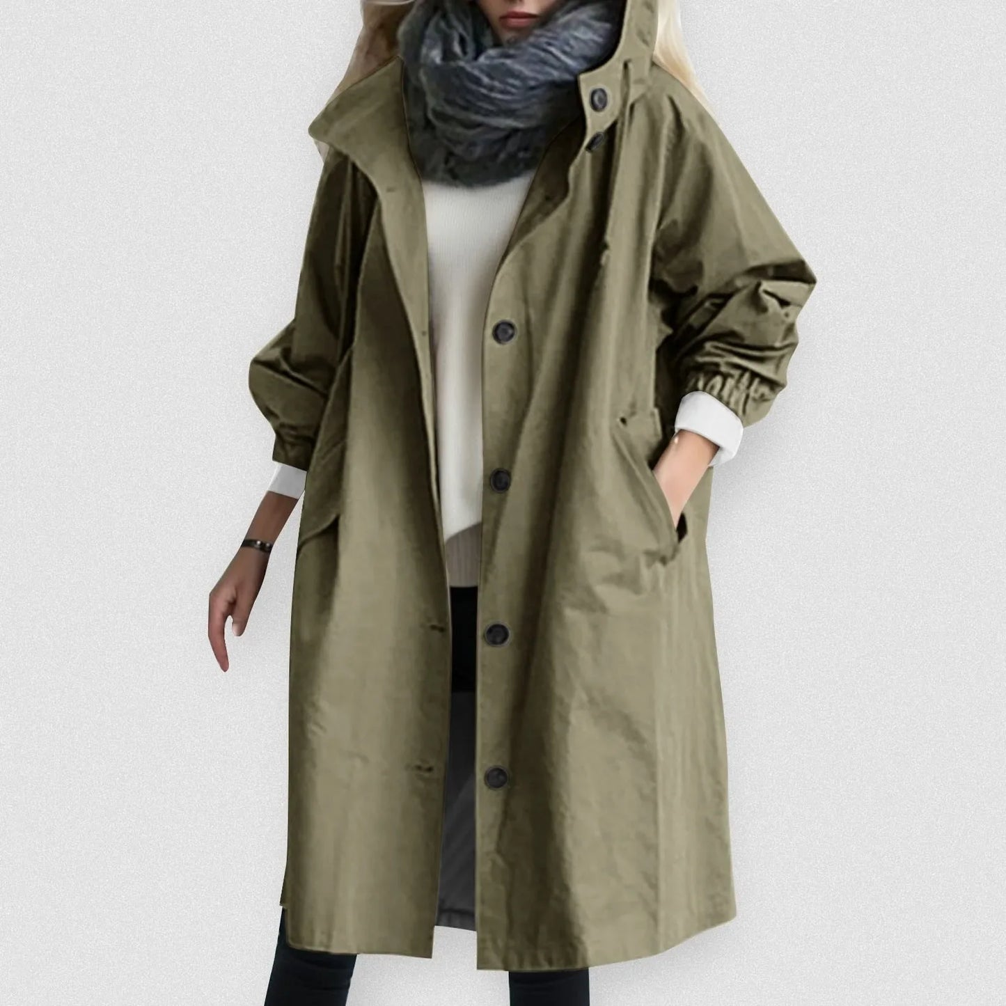 warmmeta 2 Trench Coat For Women Elegant Windbreaker Hooded Coat Winter Jacket Loose Outwear Korean Style Abrigos Para Mujeres