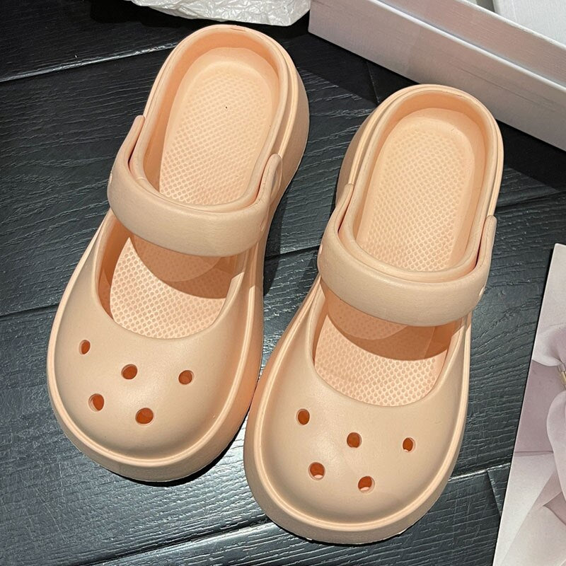 Mo Dou Summer EVA Women's Sandals Mary Jane Shoes for Girls Fashion Outdoor Slippers Non Slip Home Slippers Cool Beach Slides