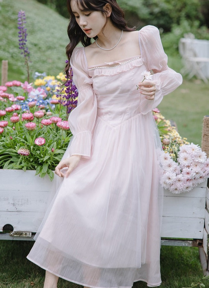 Pale Petal-Pink Delicate Fairy Princesscore Dress