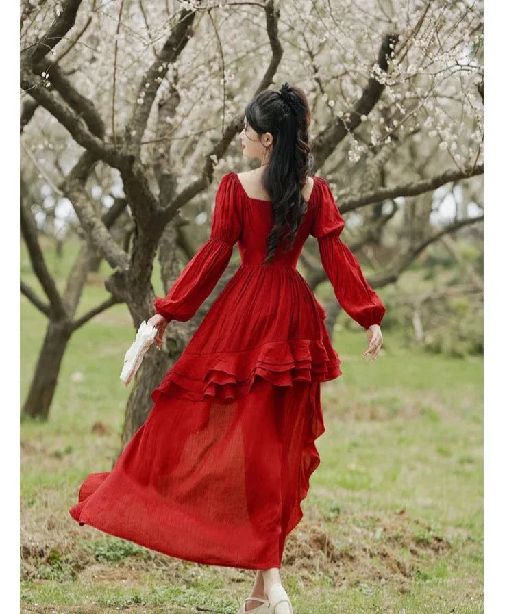 In a Fairytale Forest Layered High-Low Red Princesscore Dress