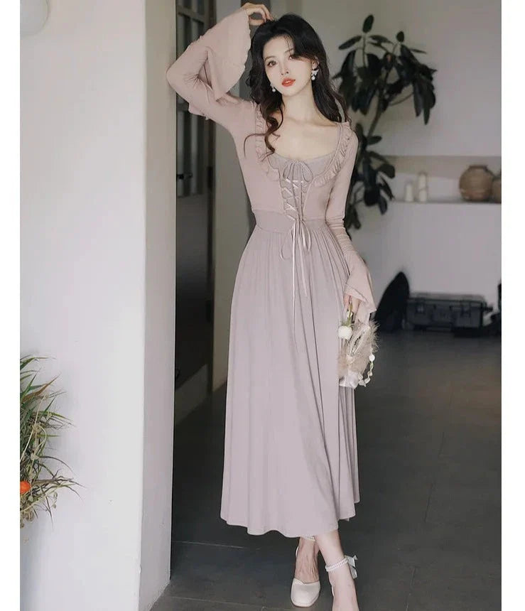 Eleonora Mauve Soft Ethereal Aesthetic 2-Piece Dress Set