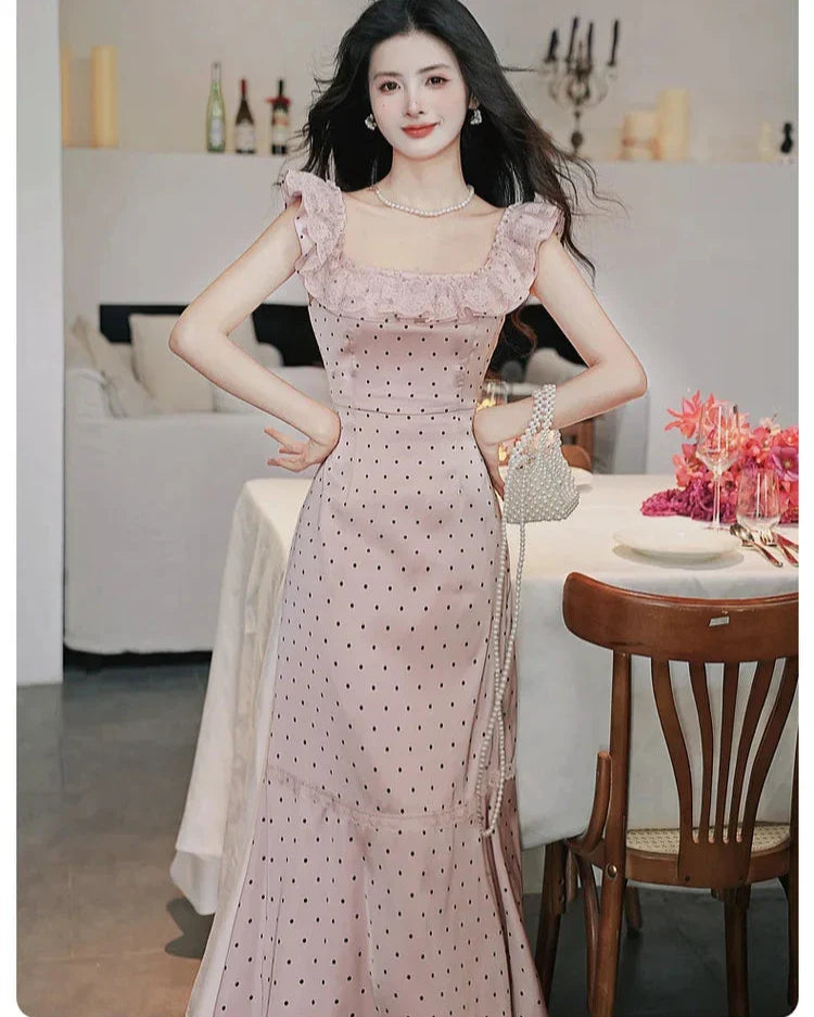 Dusty Pink Polka Dot Dress