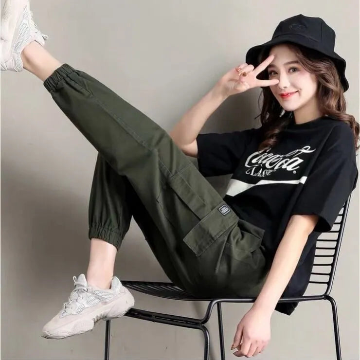 Overalls Women High Waist Sweatpants Streetwear Casual Pants Loose All-match Leggings Y2K Korean Harajuku Fashion Pants