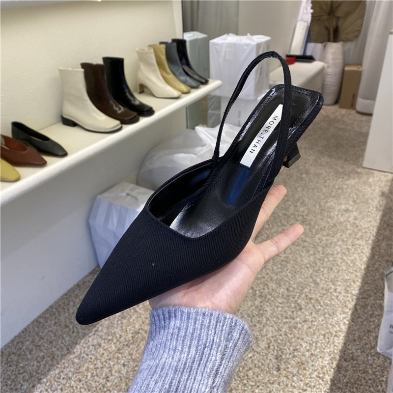 2022 Summer Brand Women Slingback Sandals Shoes Fashion Bow-knot Pointed Toe Slip on Ladies Elegant Dress Pumps Shoes