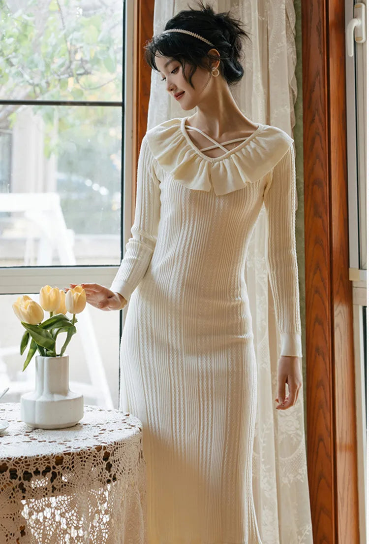 Cozy Heart Vintage Aesthetic Knitted Dress