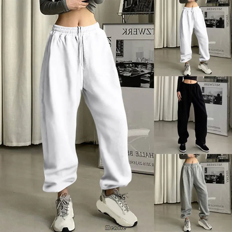 warmmeta Women pants Black Jogging Sweatpants Women for pants Baggy Sports Pants Gray Jogger High Waist Sweat Casual Female Trousers