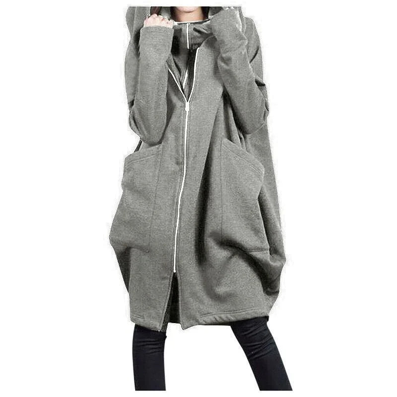 Solid new Hoodies Women Full Zip Warm Pocket Hoodie Street Wear Ladies Pullovers Long Hooded Jacket Coat Top Sweatshirt