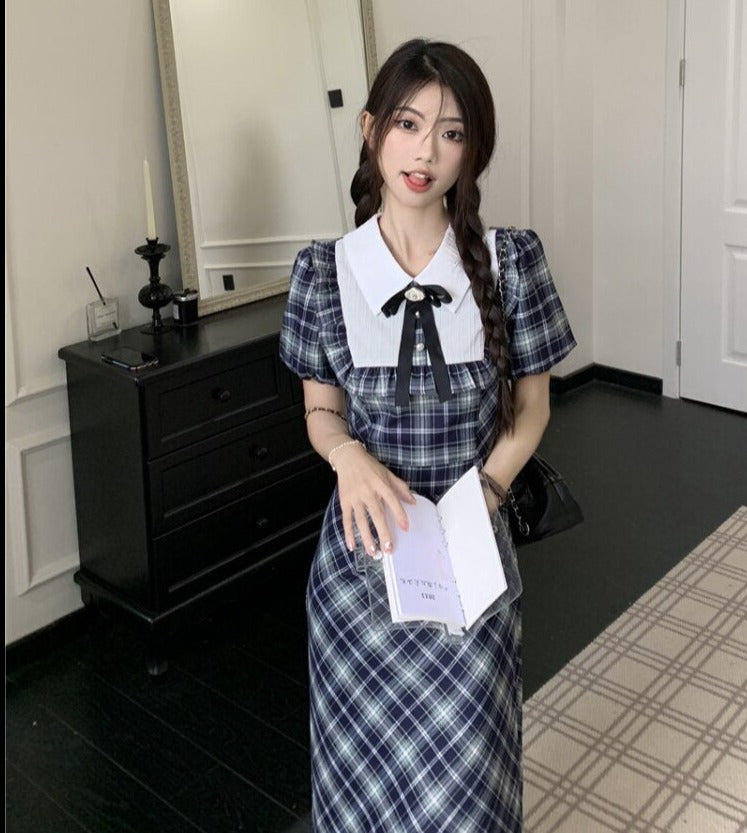 Genevieve Dark Academia Plaid Dress