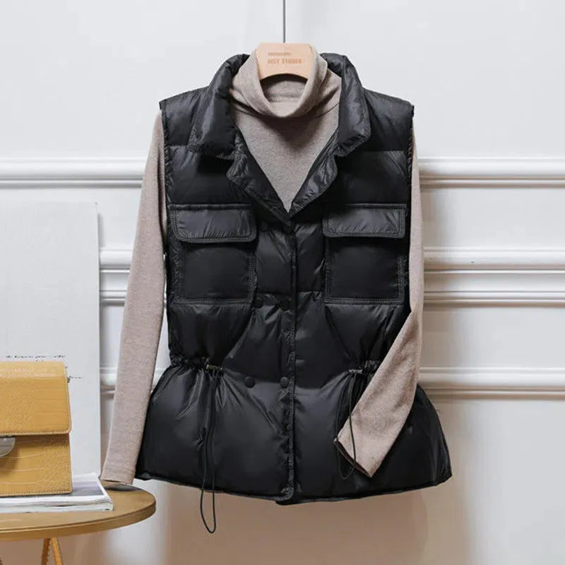 2023 New Light Down Vest Women Short Vest Windproof Lightweight Warm Waistcoat Female White Duck Down jacket Coat Sleeveless