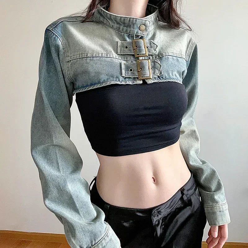 Sexy Denim Y2k Aesthetic Cropped Coat Vintage Fashion Harajuku Chaquetas Japanese Women Outerwear Streetwear Jackets