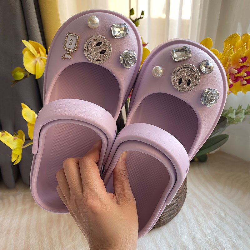 Mo Dou Summer EVA Women's Sandals Mary Jane Shoes for Girls Fashion Outdoor Slippers Non Slip Home Slippers Cool Beach Slides