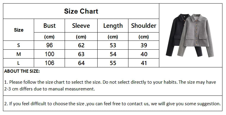 Picsgirl Autumn Jacket Women Vintage Fashion Metal Button Cropped Coat Female Elegant Casual Long Sleeve Lapel Single Breasted Outerwear