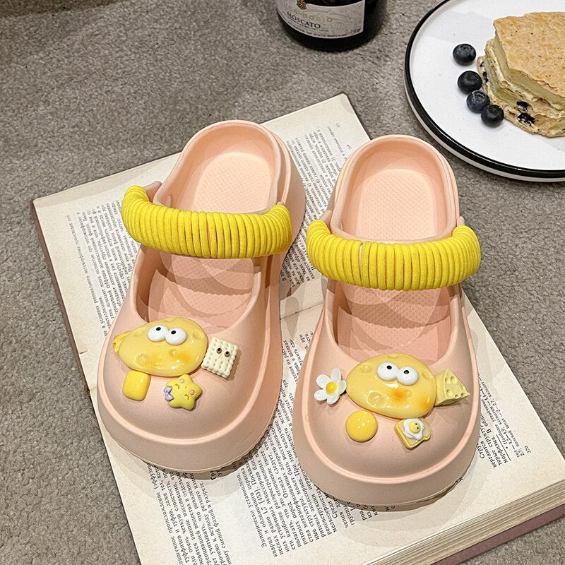 Mo Dou Summer EVA Women's Sandals Mary Jane Shoes for Girls Fashion Outdoor Slippers Non Slip Home Slippers Cool Beach Slides