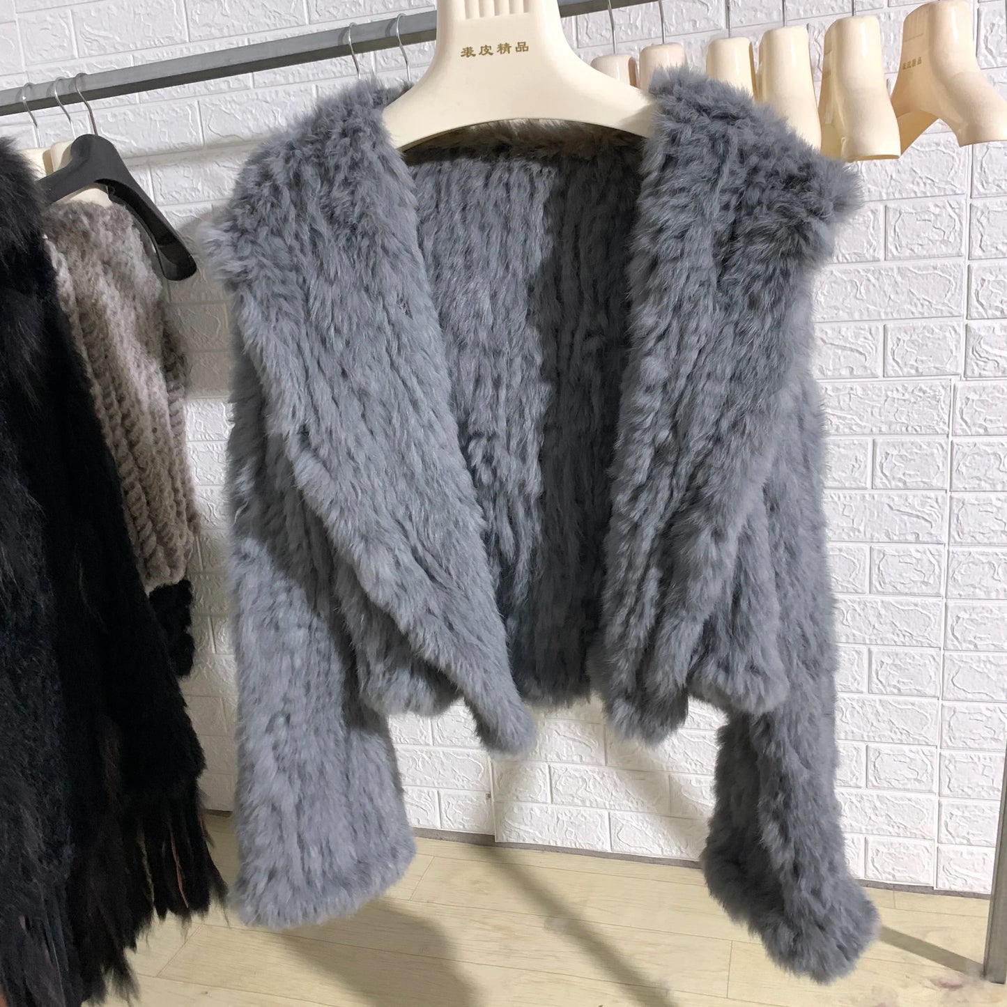 Autumn Winter Women Real Rabbit Fur Coat 100% Natural Fur Jacket Loose Manual Weave Quality Streetwear Hooded Flare Sleeves New