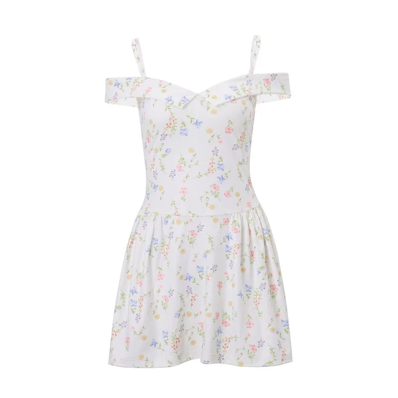 2024 Summer New Fashion Elegant Fragmented Flower French Dresses Harajuku Vintage Palace Sweet Slim Fit Dress Women's Clothing