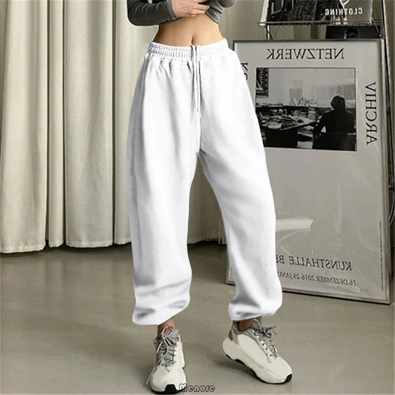 warmmeta Women pants Black Jogging Sweatpants Women for pants Baggy Sports Pants Gray Jogger High Waist Sweat Casual Female Trousers