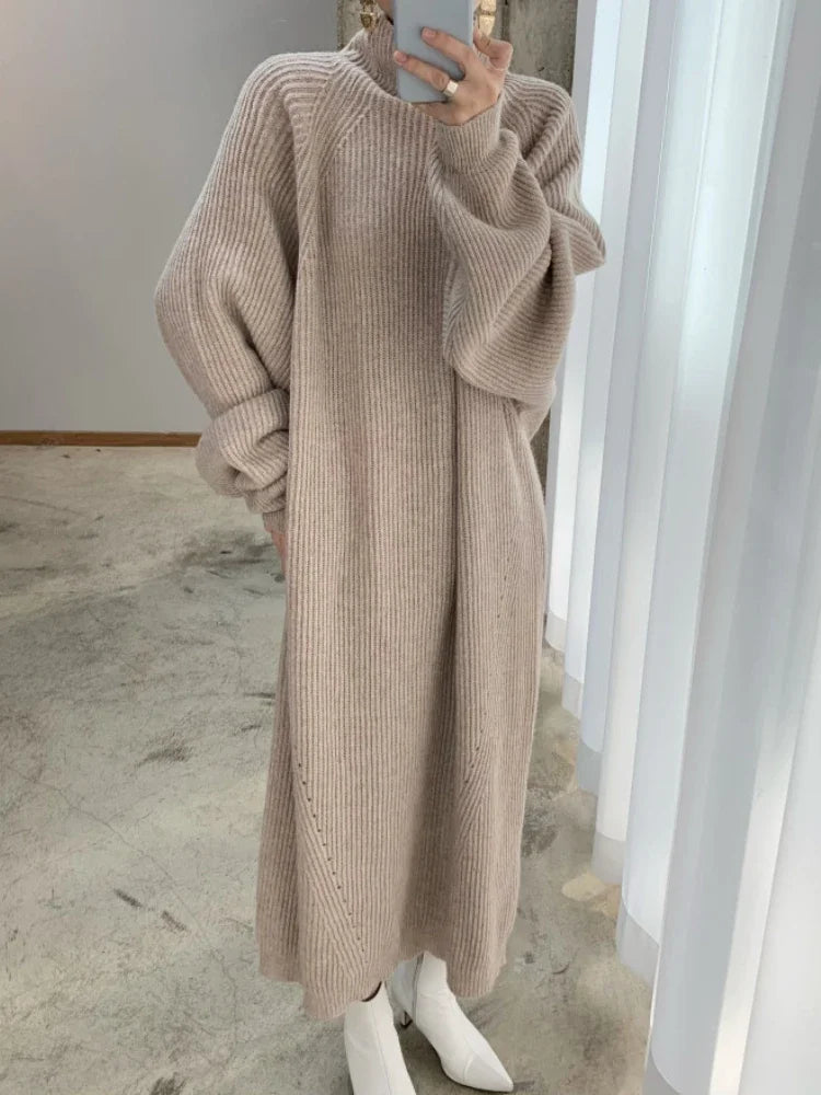 warmmeta New in Women's Winter Sweater Dress Korean Version Pullover Jersey Long Dresses Fashion Streetwear Elegant Women's Clothing