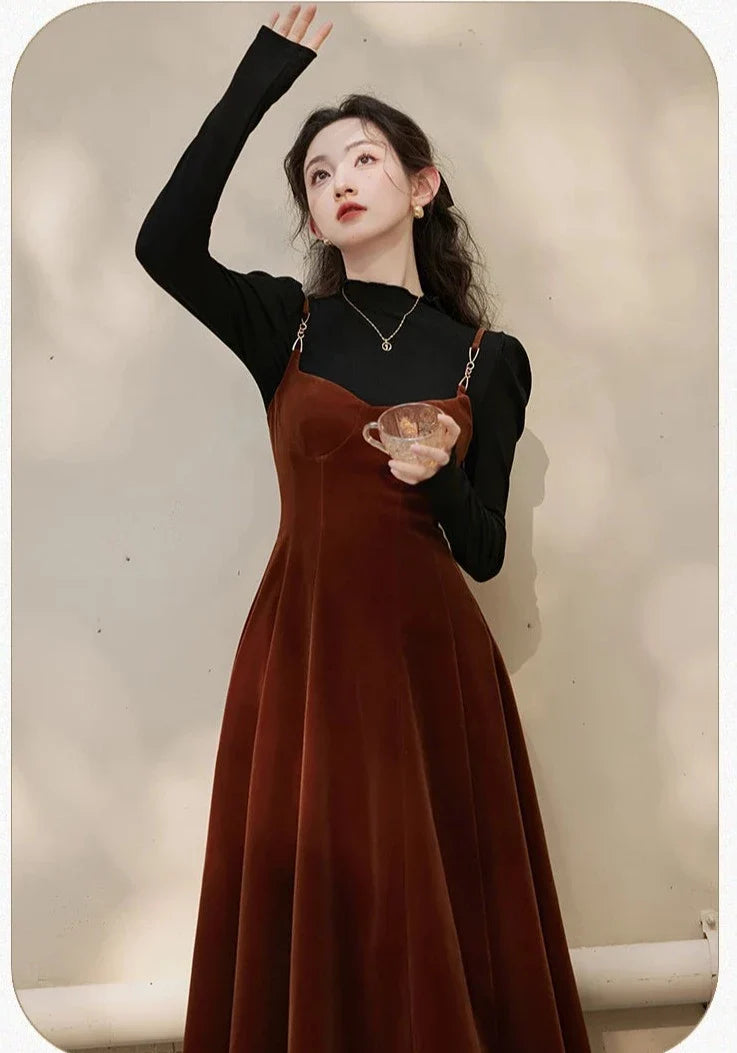 Octavia 2-Piece Dark Academia Velvet Dress Set