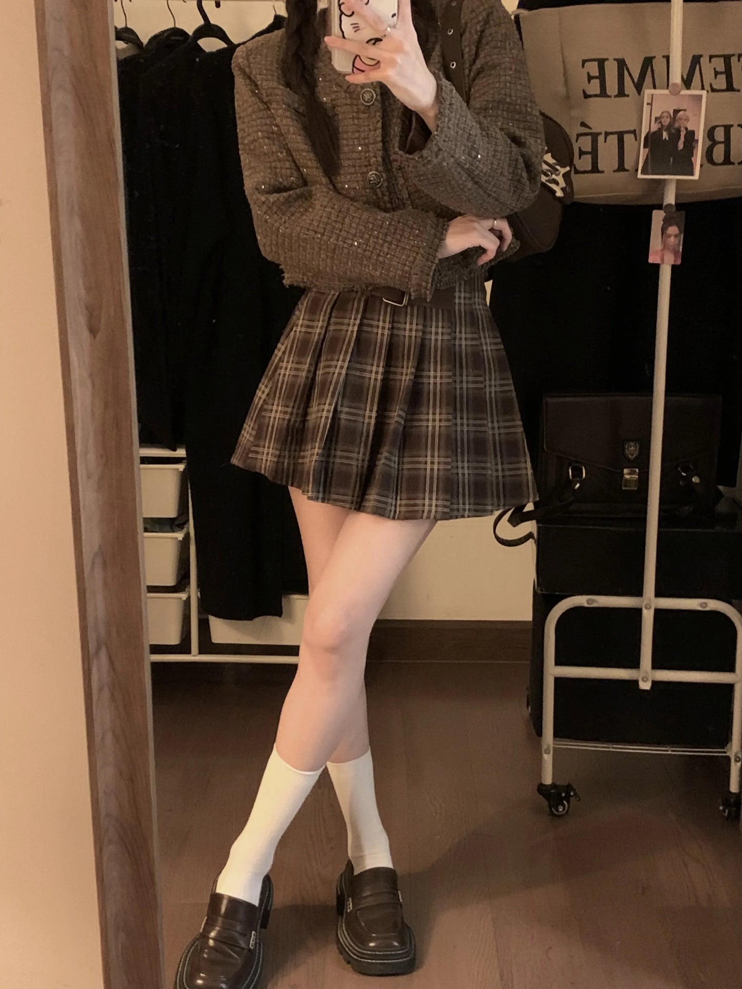 Victoria Dark Academia Plaid Pleated Mini Skirt