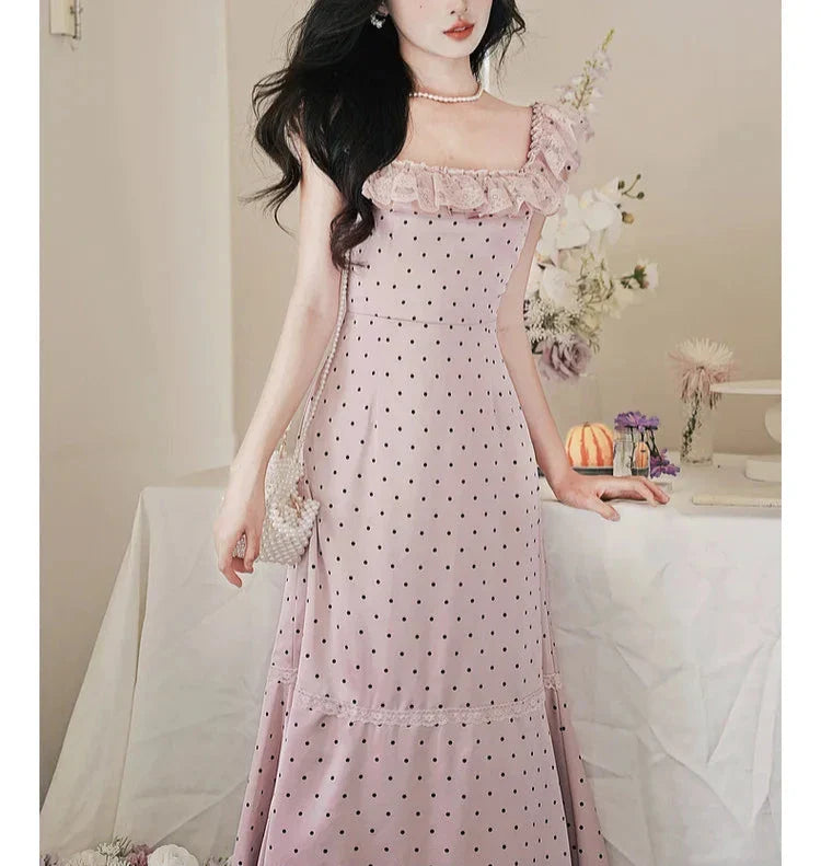 Dusty Pink Polka Dot Dress