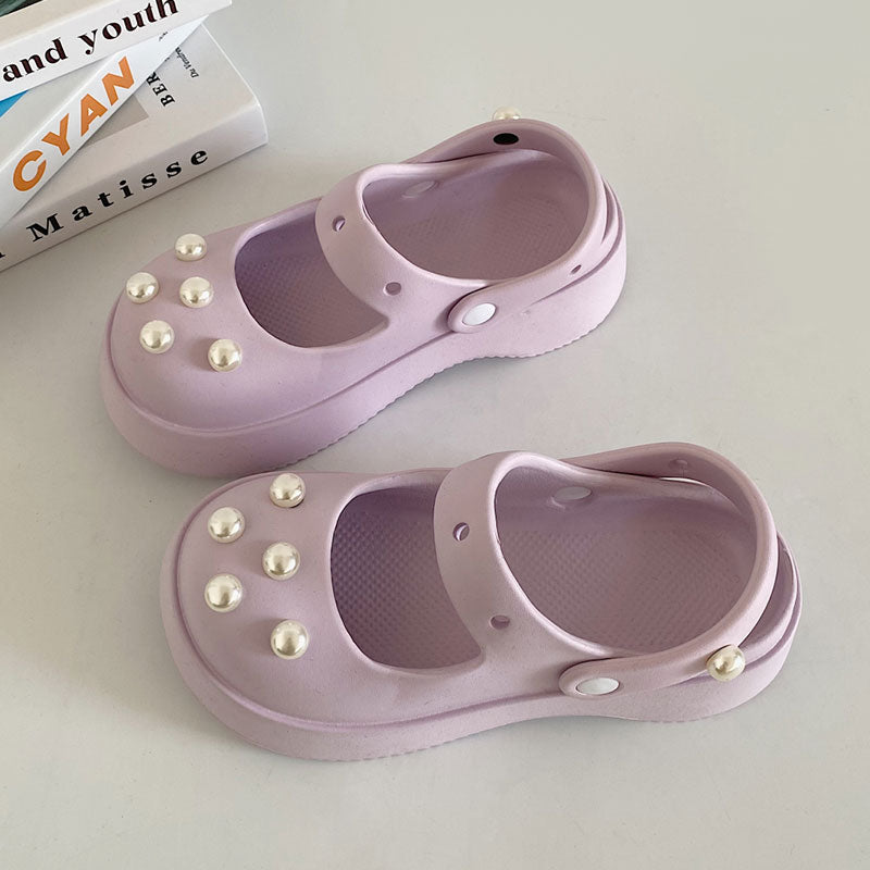 Mo Dou Summer EVA Women's Sandals Mary Jane Shoes for Girls Fashion Outdoor Slippers Non Slip Home Slippers Cool Beach Slides