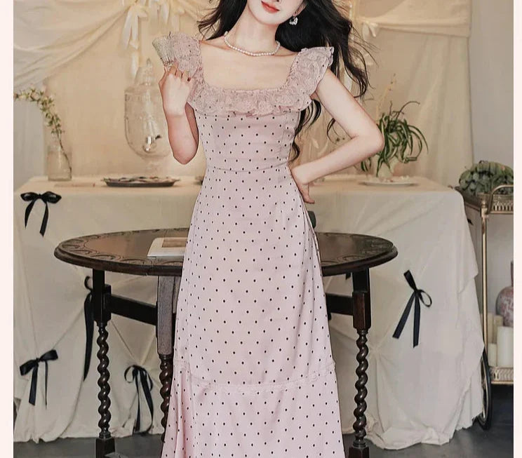 Dusty Pink Polka Dot Dress