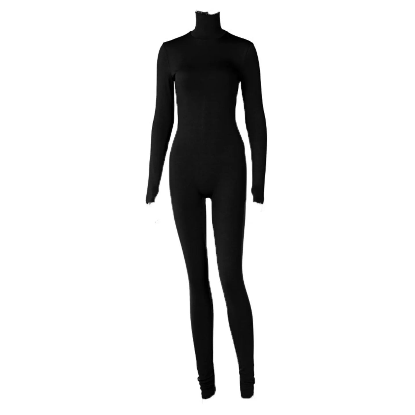 Black Turtleneck Romper Long Sleeve Sexy Bodycon Jumpsuit Hot Outfit Fall Winter Streetwear Party Overalls Velvet Yo-ga Onesie