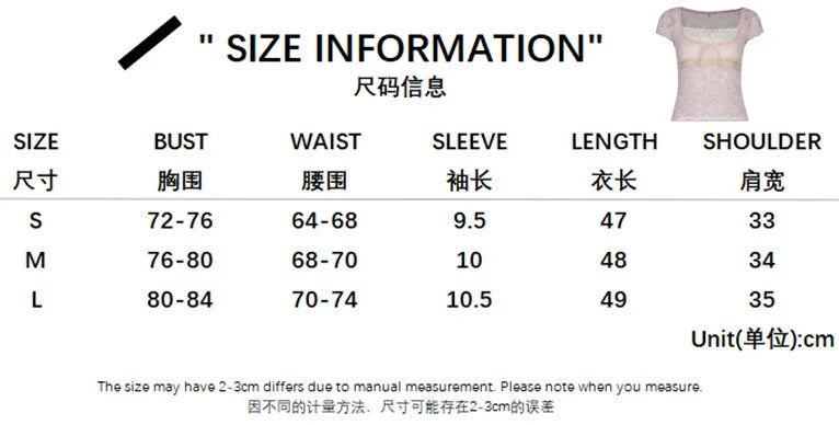 PICSGIRL  -  Lace Crop Top Women Summer Short Sleeve T-shirt Female Sexy See Throught Bow T-Shirts Ladies Elegant Square Neck Slim Y2K Tees